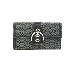 Coach Soho Signature Black Mini C Trifold Wallet